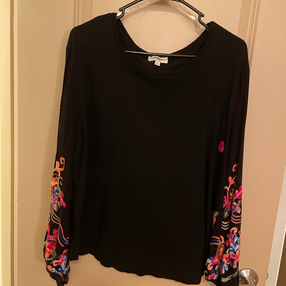 Umgee balloon sleeve black loose fit top size l
